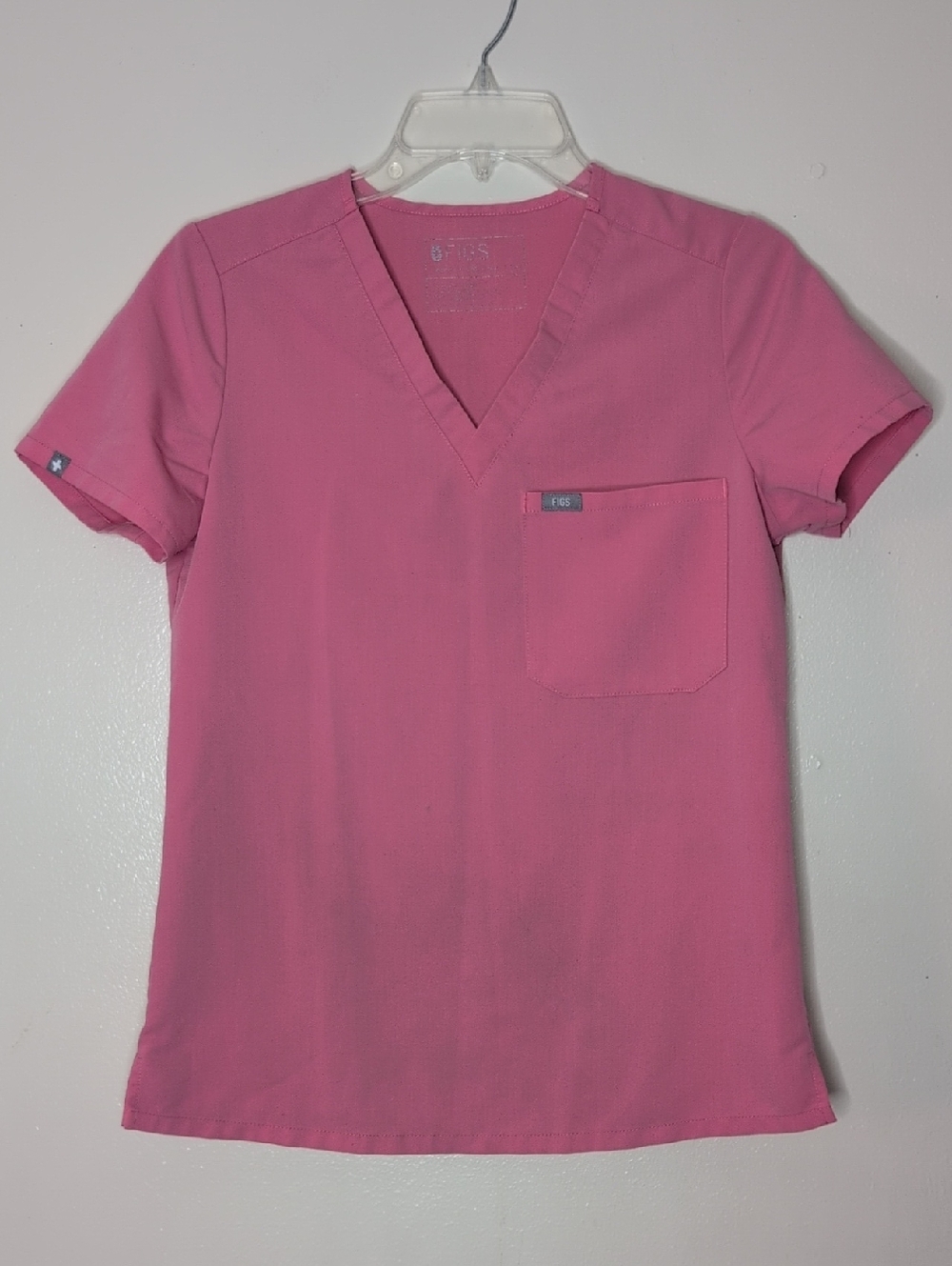 Figs Women's V-Neck Scrub Top in Hot Pink Nurse Medical Size XS